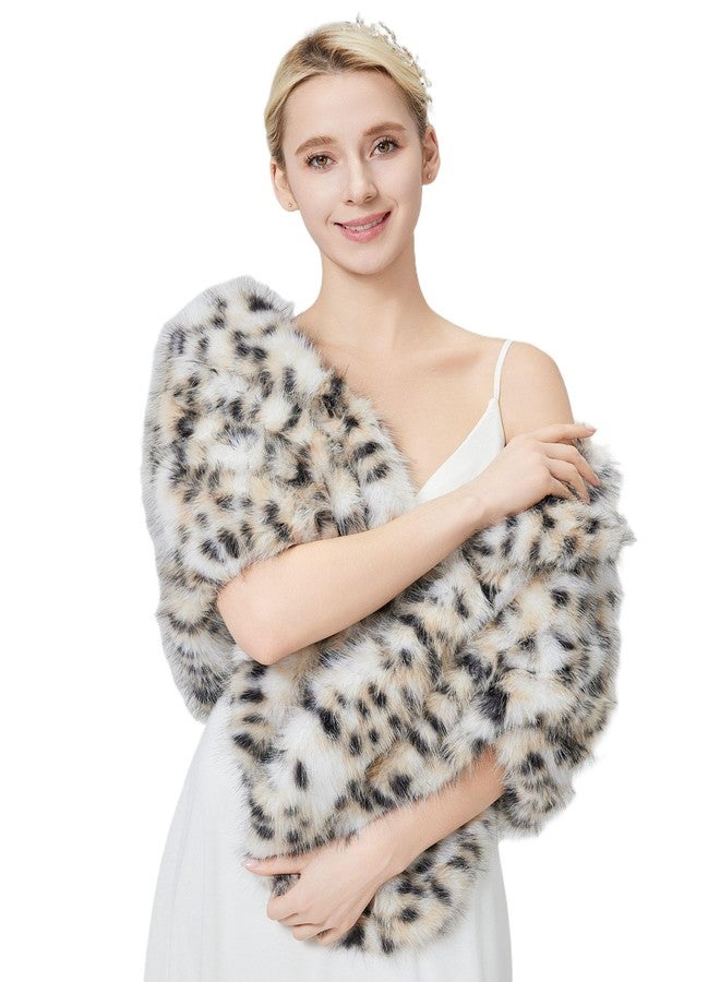 Tngan Women's Faux Fur Wraps Shawl Shrug Soft Warm Scarf Cape Stole Leopard - Image 1